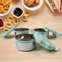 Ganesh 4In1 Tiffin Box-Lunch Box | 3 Stainless Steel Containers 300 Ml Approx & Plastic Salad Container 200 Ml Approx| Plastic lid Box | Round Zip Bag | Leak Proof | Microwave Safe for Office, College and School for Men, Women